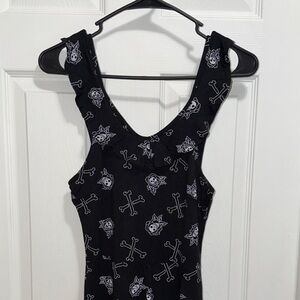 Signature Black Pants Romper with White Skull + Crossbones
